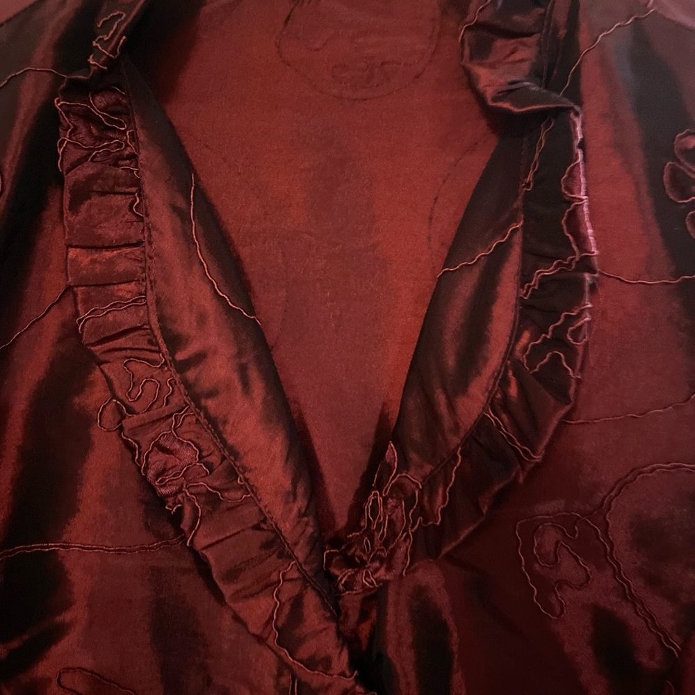 Elegant Burgundy Ruffled Blouse hand made